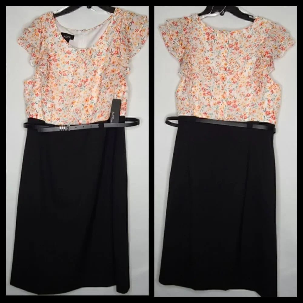 10 Alyx Belted Dress Orange Flutter Sleeve Formal